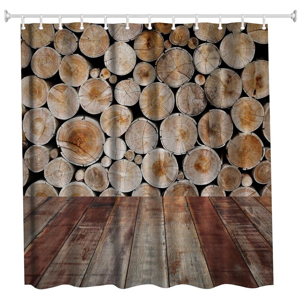 Hardwood Flooring 3 Polyester Shower Curtain Bathroom High Definition 3d Printing Water Proof