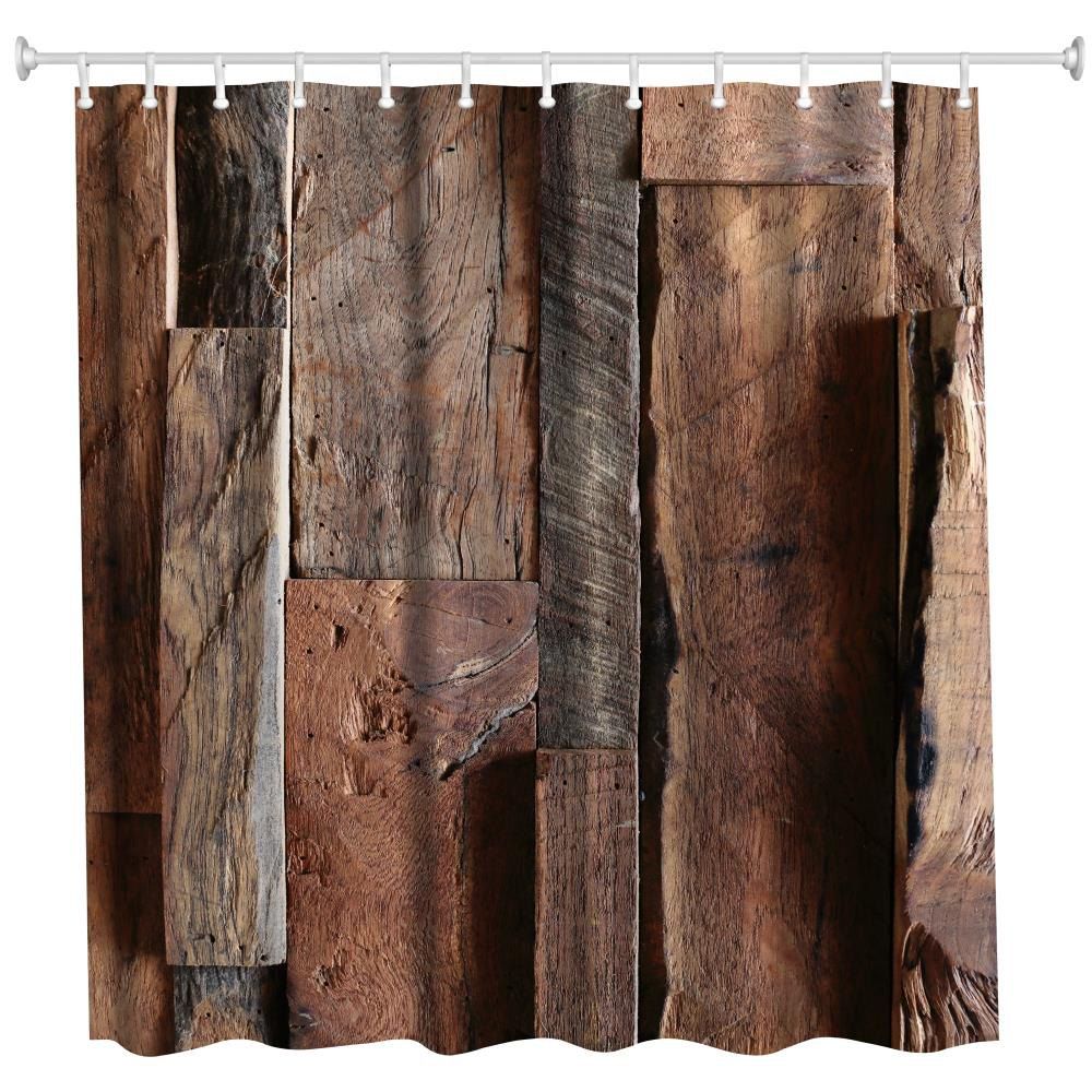 Hardwood Flooring 7 Polyester Shower Curtain Bathroom High Definition 3d Printing Water Proof