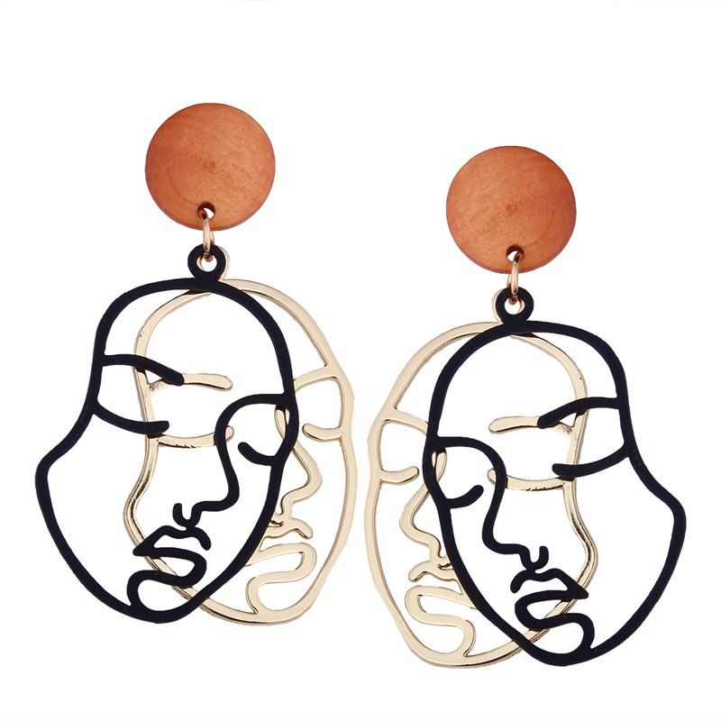 

Personality Abstract Face Double-sided Earrings, Black