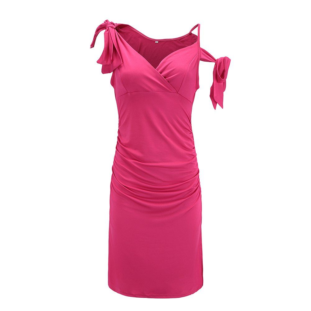 

Women Sexy Bow Night Club Dress, Rose red