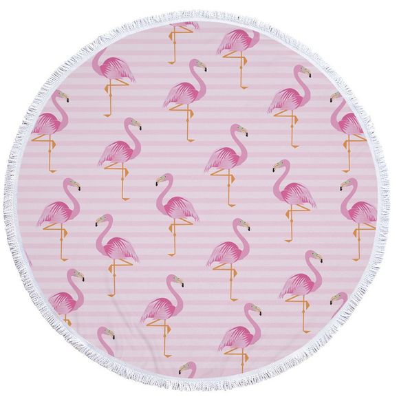 Flamingo Serviette de plage épaisse Terry ronde serviette de plage couverture tapis de yoga avec des glands à franges 60 pouces - Rose 150CM