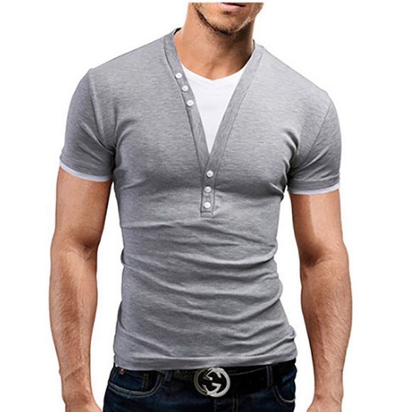 T-shirt à manches courtes pour hommes - Gris Clair XL