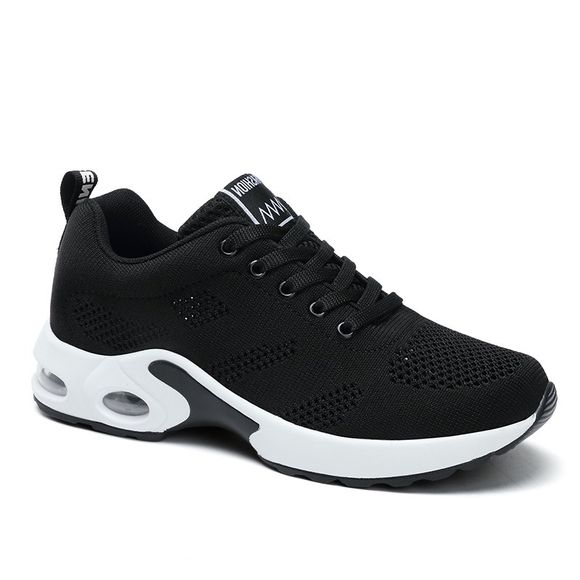 Nouvelles femmes chaussures de course à pied lacets respirant maille super léger baskets chaussures de sport de jogging - Noir 35