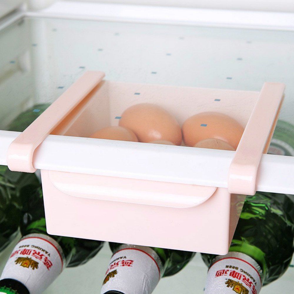 

Creative Refrigerator Storage Box Fresh Layer Storage Rack Pull-out Drawer Casket Sort Fridge Drawer Kitchen Supplies, Pink