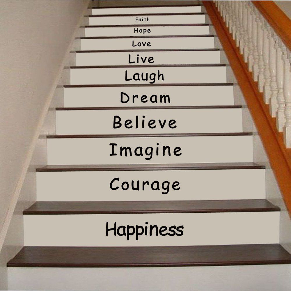 17 Off Citation Wall Sticker Faith Hope Love Escalier Decoratif Sticker En Noir Dresslily France