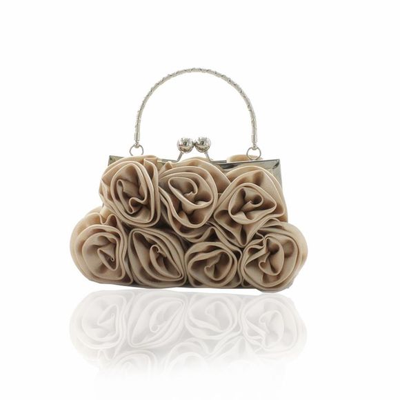 La fleur de soie avec une pochette de soirée en diamants et un sac à main de mariage - Abricot 
