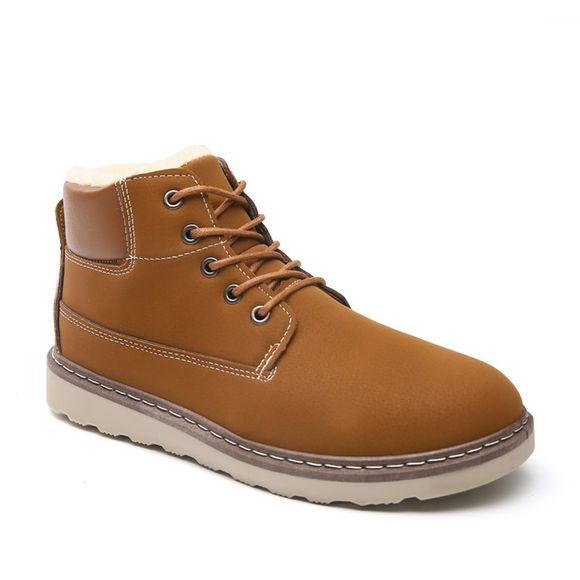 Hommes Anke Bottes Mode Solide Couleur Laçage Outillage Chaussures Antidérapant Chaussures - Brun 41