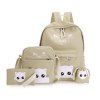 4 Pcs Schoolbag Set Cat Pattern sac à dos Sac à bandoulière Set - Kaki 
