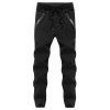 K005 Men's Active Pants Drawstring Comfy Coton Mélange Jogging Long Pantalon - Noir 4XL