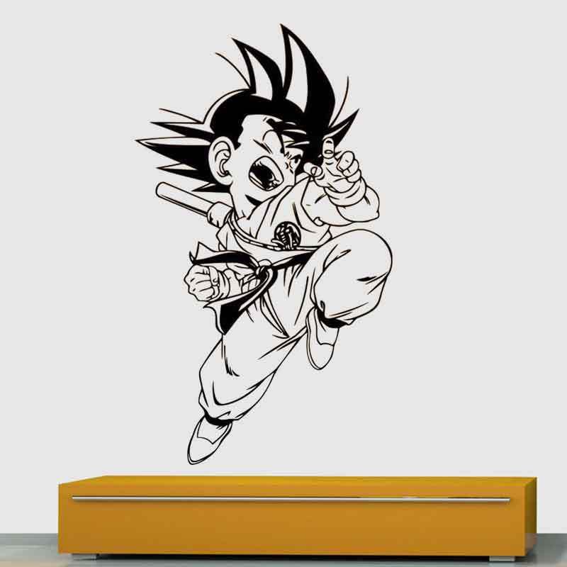 

DS076 Goku Dragon Ball Decorative Painting Vinyl Wall Sticker Cartoon Figure Decals for Kids Room, Black
