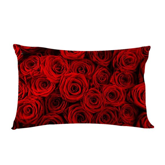 Romatic Red Rose Fleurs Coussins Taie d'oreiller Amant Cadeau - Rouge 50X75CM