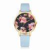 Lvpai P086-G Femmes Mode Bracelet En Cuir Fleurs Cadran Montres À Quartz - Bleu Ciel 