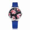 Lvpai P086-S Femmes Mode Bracelet En Cuir Fleurs Cadran Montres À Quartz - Bleu 