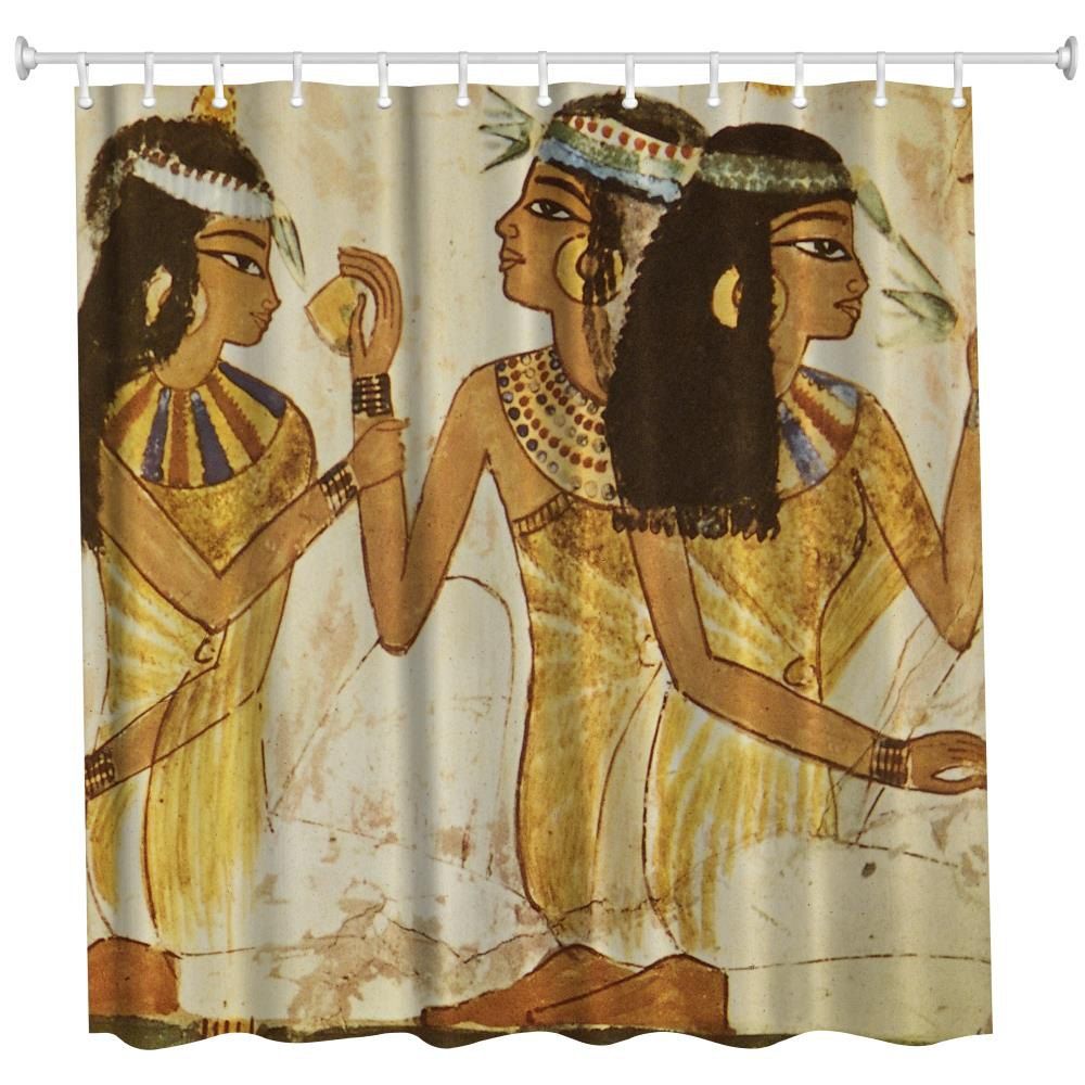 

Egyptian Beauty Polyester Shower Curtain Bathroom High Definition 3D Printing Water-Proof, Colormix