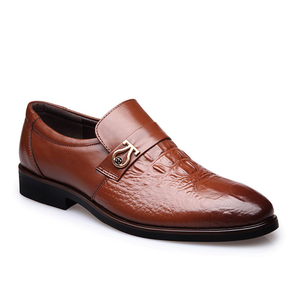 2018 Top Layer Of Leather Business Casual Shoes For Men Yellow In Top Layer Of Leather Business Casual Shoes For Men Yellow 38