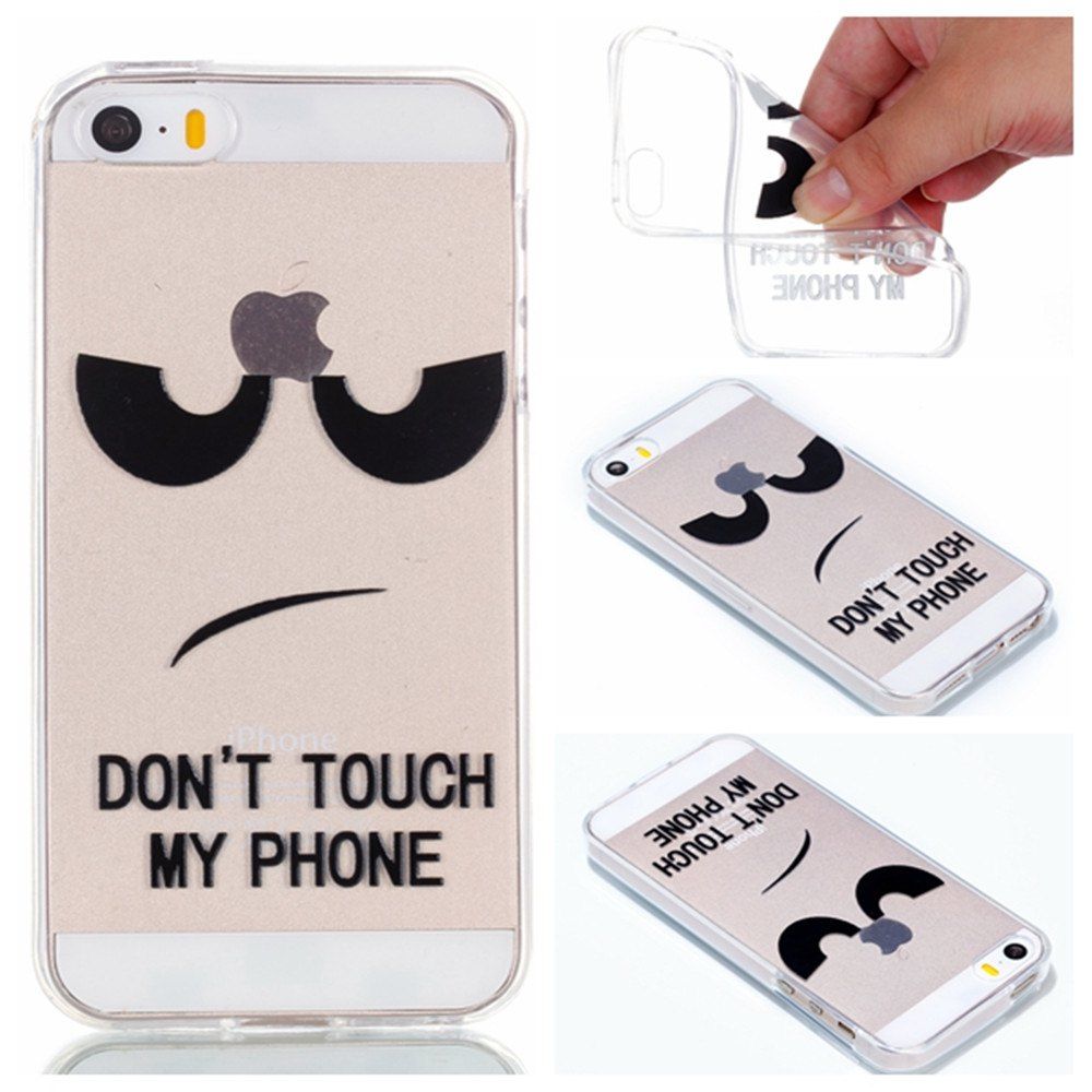 

for Iphone 5S Eyes Painted Soft Clear TPU Phone Casing Mobile Smartphone Cover Shell Case, Black