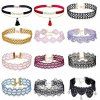 12 Pièces Noir Vintage Gothique Tatouage Dentelle Ras De Cou Set Velour Collier avec Pendentif Tassel Charms Bijoux - multicolore 