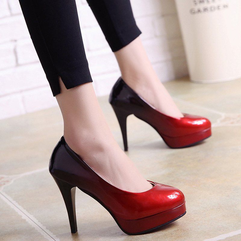 2018 High Heel Round Head Single Shoes RED In Pumps Online ...