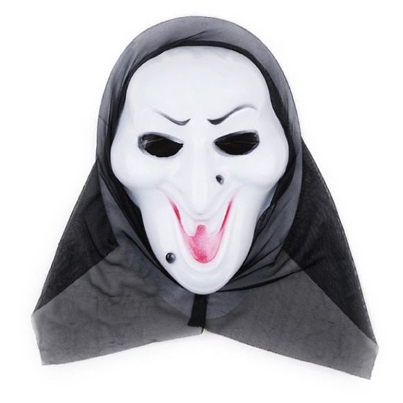 Masque Halloween drôle Full Face PVC horreur effrayant réaliste - Blanc 