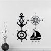 DSU Diamant Broderie Anchor Boussole Gouvernail Voilier Nautique Stickers Muraux Décor À La Maison Salon Vinyle DIY Ornamentat - Noir 60 X 58 CM