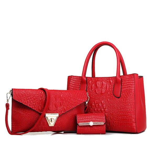 Ensemble de sacs à main pour femmes Ensemble de sacs à texture multi-usages - Rouge 