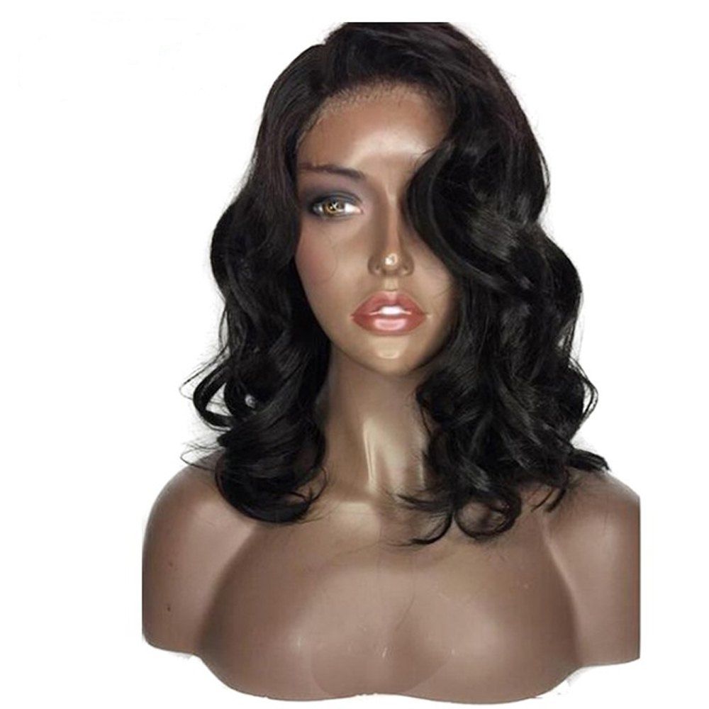 Brazilian Human Hair Front Lace Wig Loose Wave Side Part