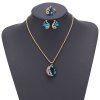 Femmes Filles Bijoux Set Cristal Strass Pendentif Collier Boucles D'oreilles et Anneau À La Mode Ornement Cadeaux - Bleu 