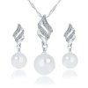 Hot Style Lingling perle boucles d'oreilles collier sertie de bijoux en spirale édition coréenne simple vent accessoires costume - Argent 