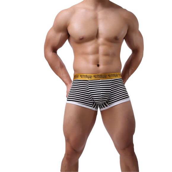 Stripes Men's Underwear Taille Basse Mode Sexy Pantalon Respirant - Noir XL
