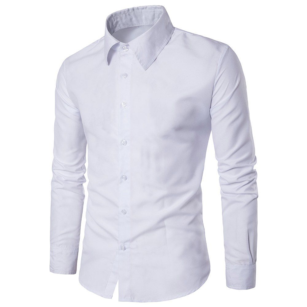 

New Fashion Solid Color Business Casual Shirt, White