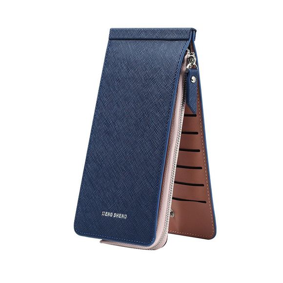 Hengsheng nouveau Ladies Card Card Wallet Slot Men longue Zipper téléphone portable paquet - Bleu profond 