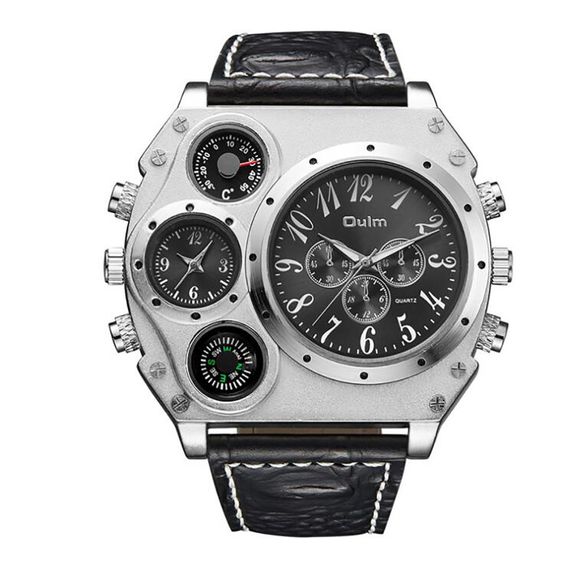 Grande montre à cadran multi-temps - Noir 