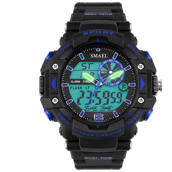 SMAEL 1379 Mode électronique multifonction étanche montre pour les hommes - Noir et Bleu 