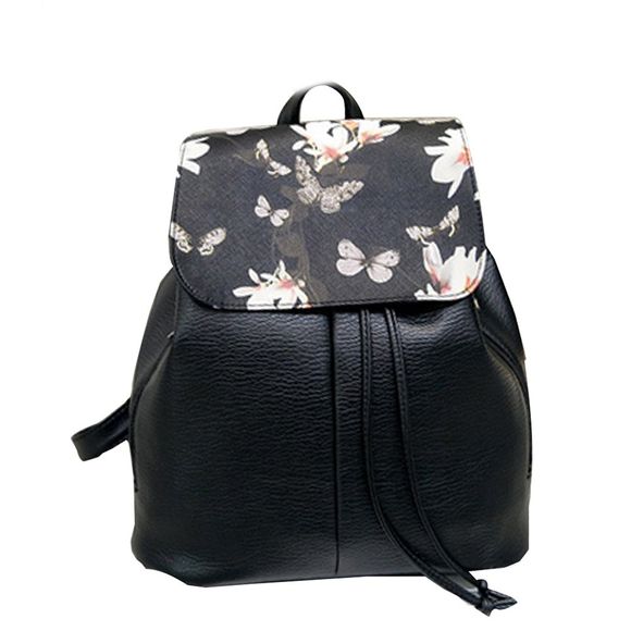Sac à dos à la mode pour femme All Trendy Floral Versatile Drawstring Bag - Blanc 