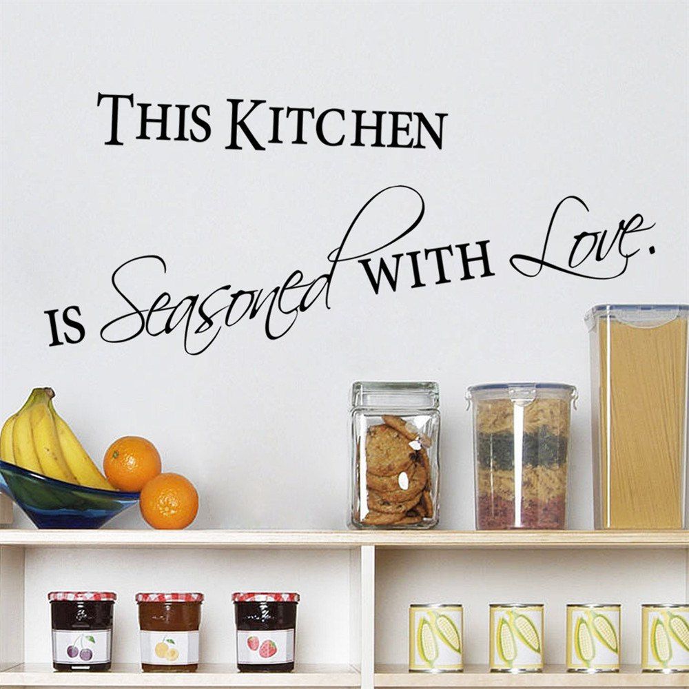 

Kitchen Qutoe Wall Sticker Waterproof Removable Decals, Black