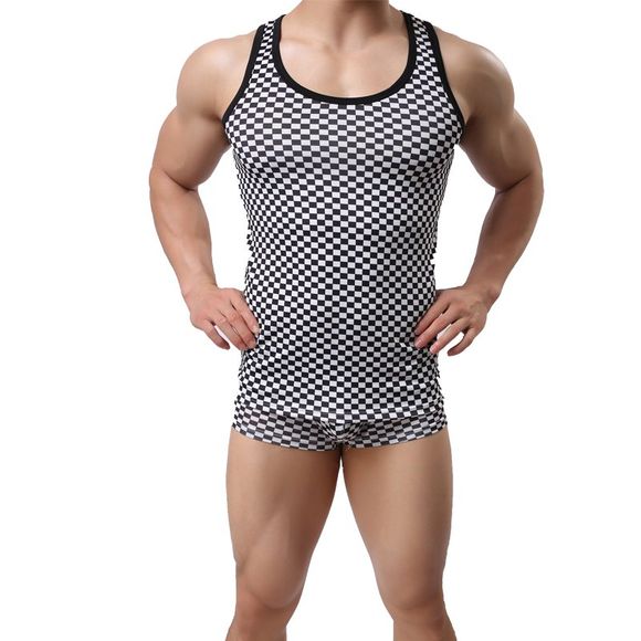 Ceinture de gilet pour hommes Sports Body Shape Summer Youth Undershirt - Blanc Noir M