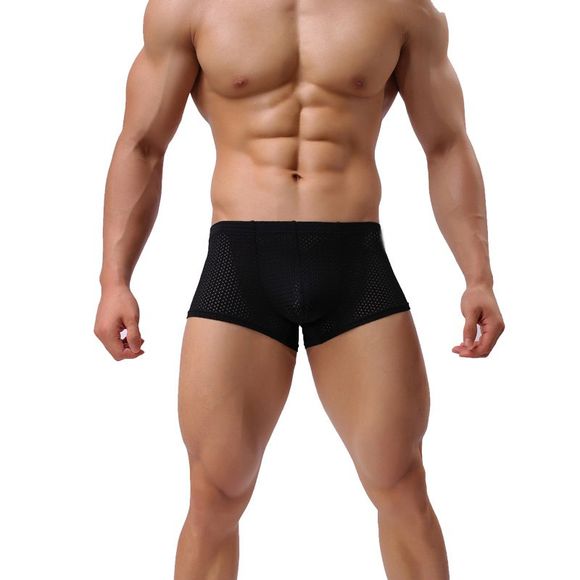 Maille sous-vêtements pour hommes taille basse Sexy Short respirant Boxer Homme. - Noir XL