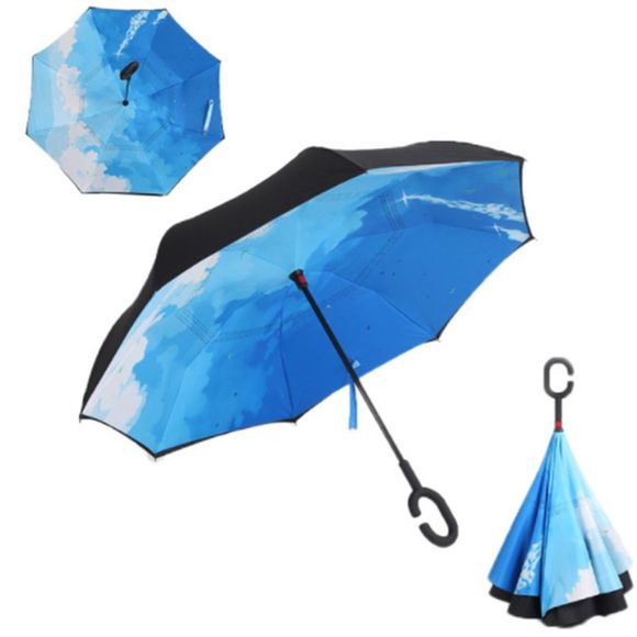 Parapluie renversé par double de parapluie renversé par vent de parapluie - Bleu Ciel / Nuage 