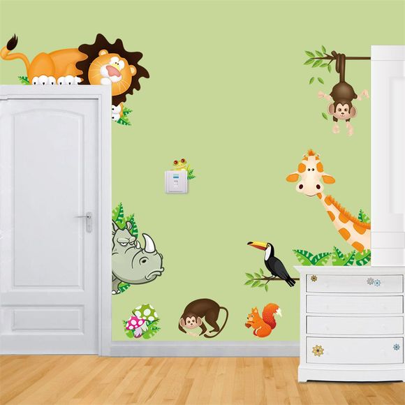 Girafe singe Wall Sticker enfants chambre maternelle bricolage décoration Stickers - multicolore 