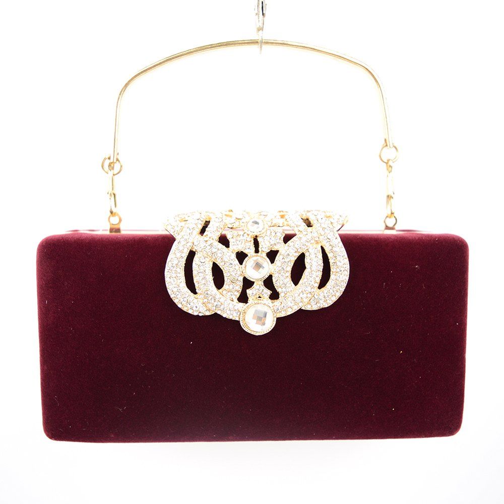 red velvet evening bag