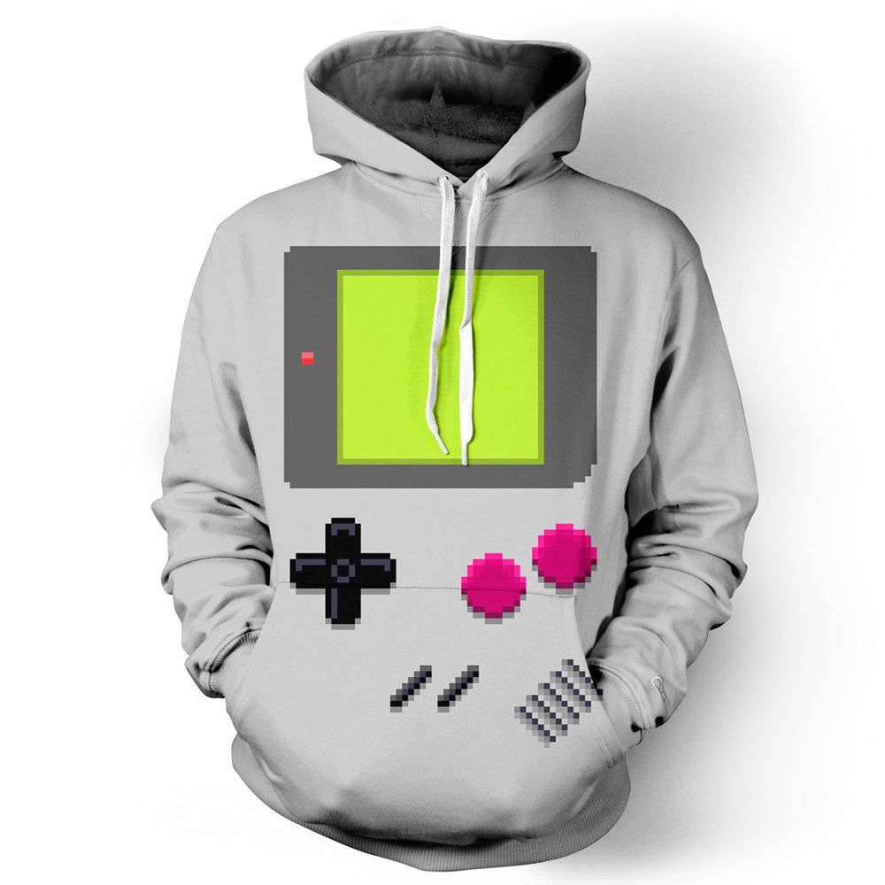 

New Pocket Drawstring Hoodies Game Machine 3D Digital Printing Sweatershirts, Dark gray