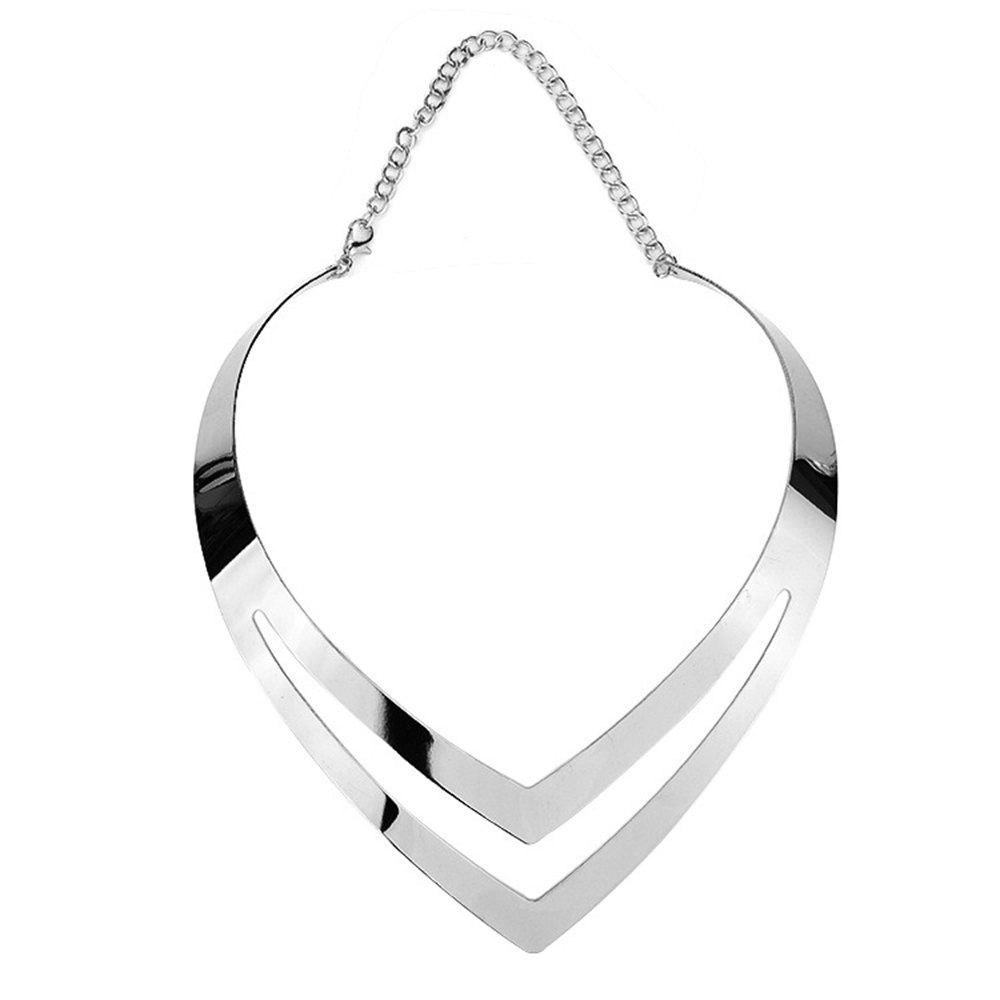 

Women's Girls Fashion Metal Choker Collar Necklace Fine Jewelry, Silver