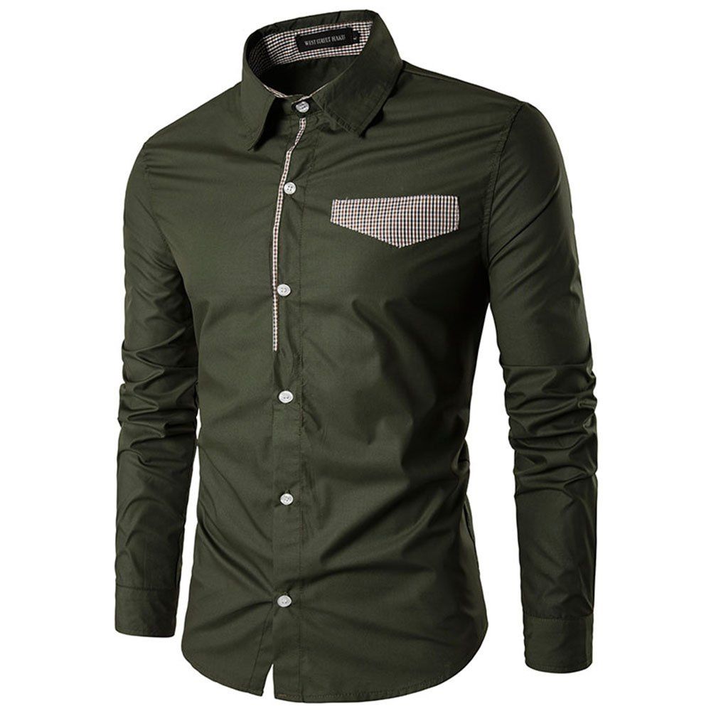 

Long-Sleeved Clothes New Spring Slim Type Trend Casual Shirt, Armygreen