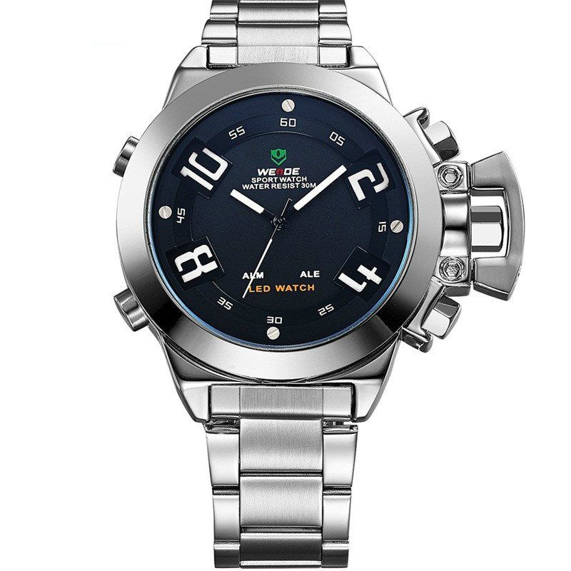 [17 OFF] 2020 WEIDE Dual Time Zone Digital Analog Watch Men Wrist