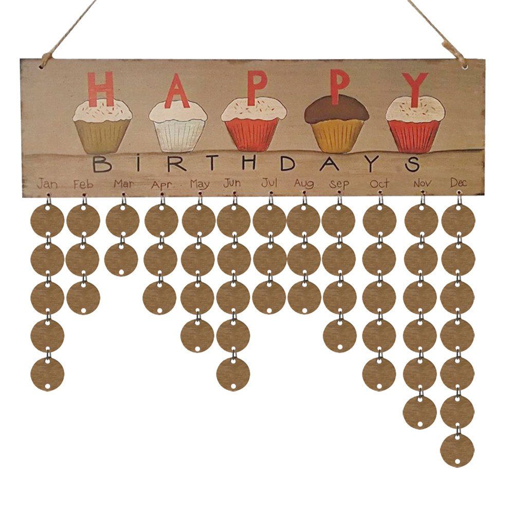 

Wood Happy Calendar Cards for Creative Wood Crafts Home Decoration 1 Set