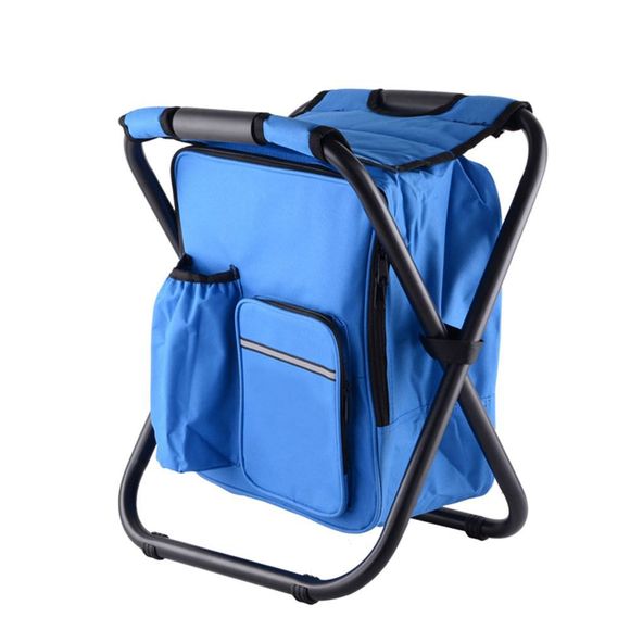 Portable pliant sac à dos refroidisseur sac tabouret chaise de plage pour camping pêche randonnée pique-nique - Bleu 