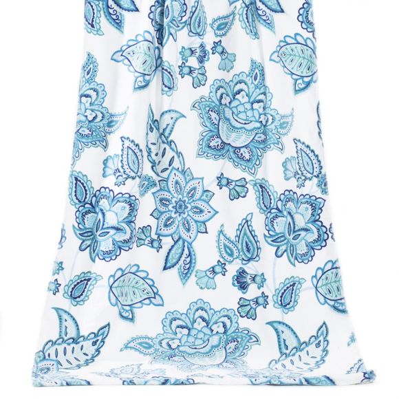 Serviettes de plage imprimées en pur coton - Bleu 