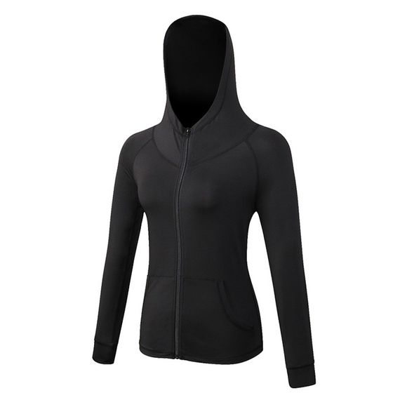 Femme Fitness Yoga Formation Zipper Casual Manteau à séchage rapide - Noir M