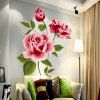 3D Rose Fleur romantique amour Wall Sticker amovible Sticker Home Decor salon chambre Stickers cadeau de fête des mères - Blanc 
