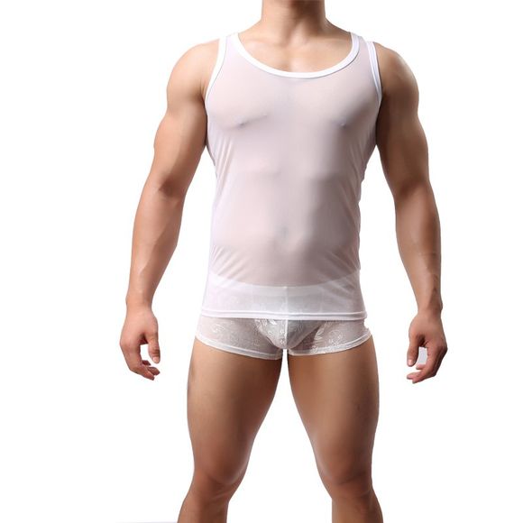 Le grand t-shirt d'été transparent et ventilé pour homme - Blanc L
